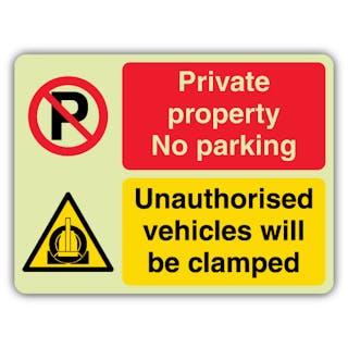 GloReflect Private - No Parking - Vehicles Will Be Clamped - Landscape