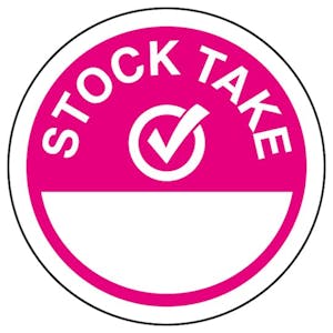 Stock Take Write-On Pink Circular Labels On A Roll