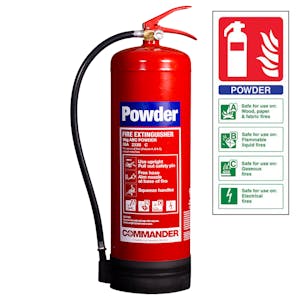 Commander ABC Dry Powder Fire Extinguisher -  9kg - Rating 55A 233B C - With a FREE Sign!