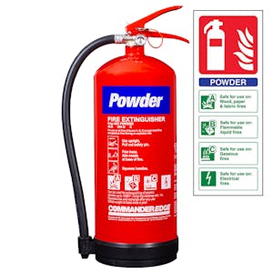 CommanderEDGE ABC Dry Powder Fire Extinguisher - 6kg - 43A 233B C - With a FREE Sign!