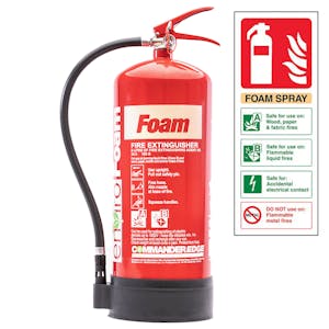 CommanderEDGE enviroFoam Fluorine Free Foam Fire Extinguisher - 9Ltr - Rating 34A 183B - With a FREE Sign!