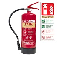 PureSafe Fluorine Free Foam Fire Extinguisher - 6L - Rating 21A 144B - With a FREE Sign!