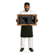 Life-Size Chef Sign - Raj - The 10 Golden Rules Of Kitchen Hygiene