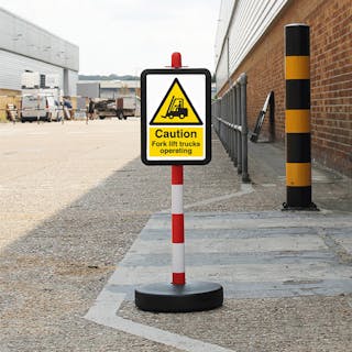 Temporary Signpost - Caution Forklift Trucks Operating