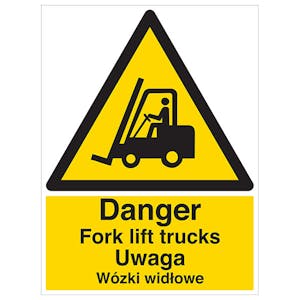 English/Polish - Danger Fork lift Trucks
