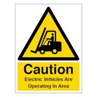 Caution Electric Vehicles Are Operating In Area - Portrait