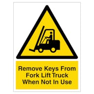 Remove Keys From Fork Lift Truck When Not In Use - Portrait