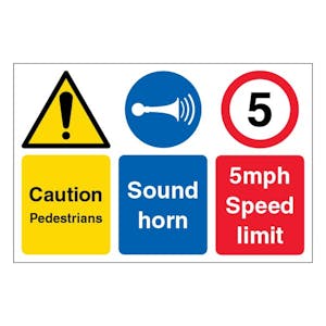 Caution Pedestrians Sound Horn 5Mph Speed Limit - Large Landscape