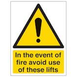 In The Event Of Fire Avoid Use Of These Lifts - Portrait