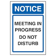 Notice Meeting In Progress Do Not Disturb