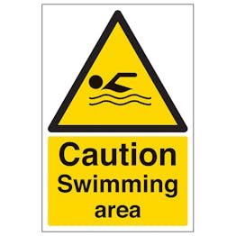 Caution Swimming Area - Portrait