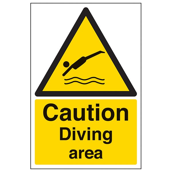 Caution Diving Area Portrait Hazard Signs Safety Signs Safety