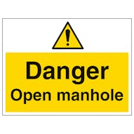 Danger Open Manhole - Large Landscape