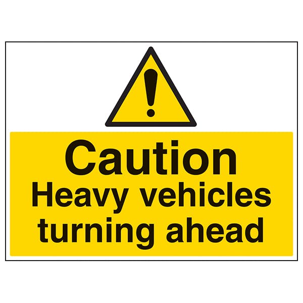 Heavy Vehicles Turning Large Landscape Hazard Signs Safety Signs