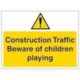 Construction Traffic Beware Of Children - Large Landscape