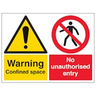 Warning Confined Space / No Unauthorised Entry - Landscape