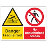 Danger Fragile Roof / No Unauthorised Access - Large Landscape