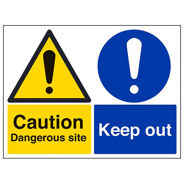 Caution Dangerous Site / Keep Out - Large Landscape | Hazard Signs ...