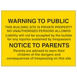 Warning To Public / Notice To Parents - Large Landscape
