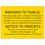 Warning To Public / Notice To Parents - Large Landscape