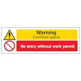 Warning Confined Space / Entry To Work Permit Only - Landscape