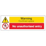 Warning Confined Space / No Unauthorised Entry