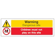 Warning Dangerous Site / Children Must Not Play On This Site - Landscape