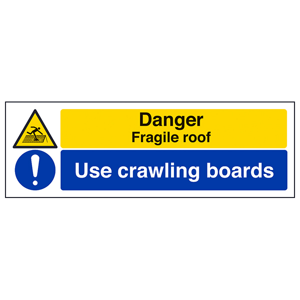 LI-Safety 400x300mm Fragile Roof/Use Crawling Boards Sign Rigid Plastic 