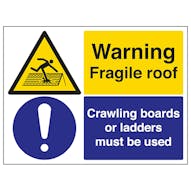 Warning Fragile Roof / Crawling Boards Or Ladders Must Be Used