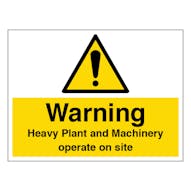 Warning Heavy Plant and Machinery Operate on Site - Large Landscape