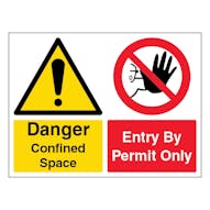 Danger Confined Space / Entry By Permit Only - Landscape