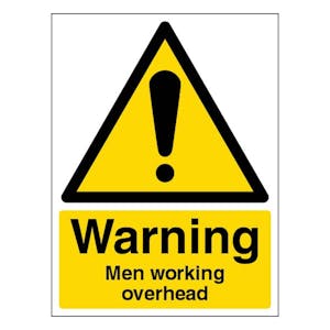 Warning Men Working Overhead - Portrait