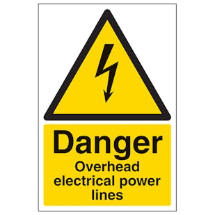 Danger Overhead Power Lines - Portrait