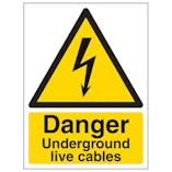 Danger Underground Live Cables - Portrait