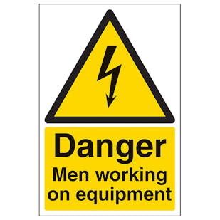 Danger Men Working On Equipment - Portrait