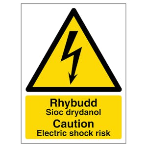 Welsh/English - Caution Electric Shock Risk