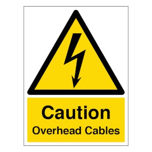 Caution Overhead Cables - Portrait