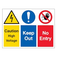 Caution High Voltage / Keep Out / No Entry - Landscape