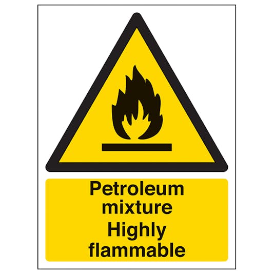 Petroleum Mixture Highly Flammable Portrait Hazard Signs Safety Signs Safety Signs 4 Less