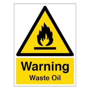 Warning Waste Oil - Portrait