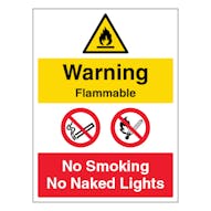 Warning Flammable / No Smoking / No Naked Lights - Portrait