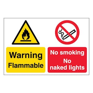 Warning Flammable No Smoking No Naked Lights - Large Landscape