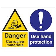 Danger Corrosive Materials Use Hand Protection