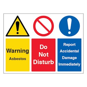 Warning Asbestos / Do Not Disturb / Report Damage - Landscape