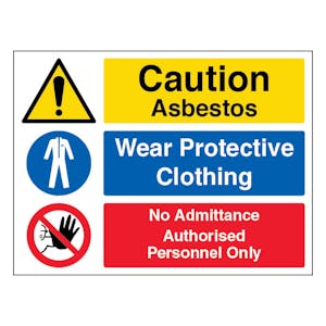 Caution Asbestos / Protective Clothing - Landscape