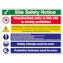 Multi Hazard Site Safety Notice 5 Points - Large Landscape