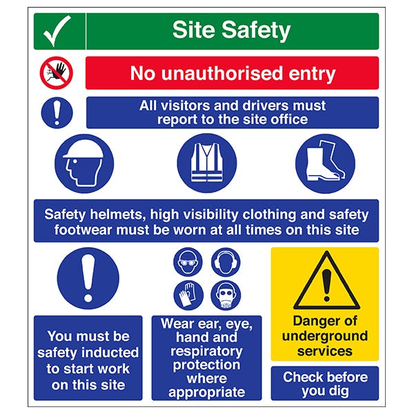 Multi Hazard Site Safety Think Safety - Portrait | Hazard Signs ...