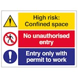 Confined Space / No Unauthorised Entry / Permit To Work - Large