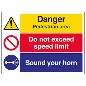 Pedestrian Area / Speed Limit / Sound Your Horn - Large Landscape