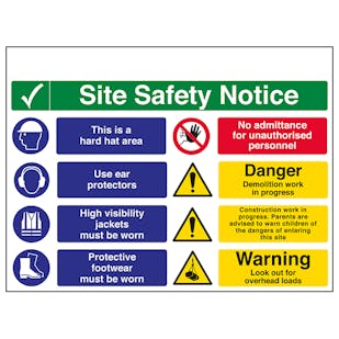 Multi Hazard Site Safety Notice 8 Points 2 Column